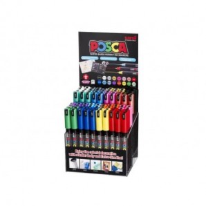 Espositore da banco 80 marcatori a tempera Uni Posca colori assortiti - punta PC1 - M PC1MR 80P
