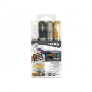 Marcatori a tempera multisuperficie Lyra Graduate Mark All in conf. da 4 colori assortiti - L6821040