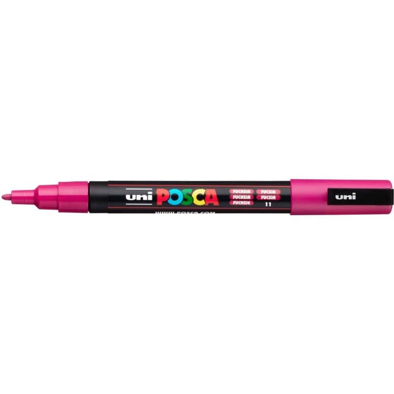 Marcatore a tempera Posca Uni-Ball punta tonda fine 1,3 mm fucsia PC3M-FUCSIA