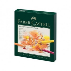 Matite colorate permanenti Faber Castell Polychromos mina 3,8 mm box similpelle assortiti conf. 36 pezzi - 110038