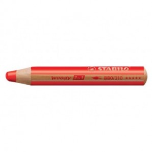 Matite colorate Stabilo Woody 3 in 1 punta larga conf. 5 pz rosso carminio 880/310