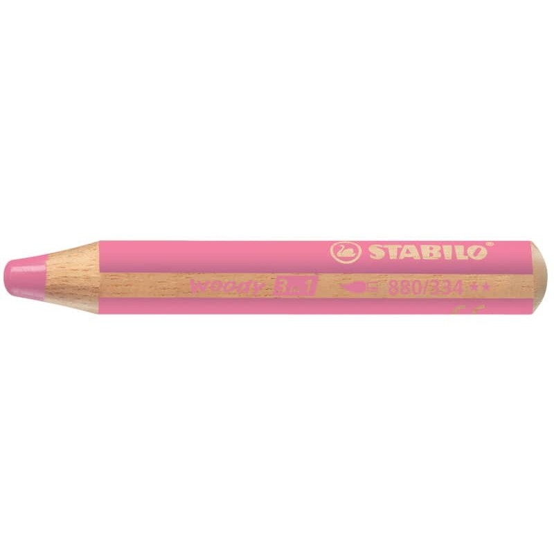 Matite colorate Stabilo Woody 3 in 1 punta larga conf. 5 pz rosa 880/334