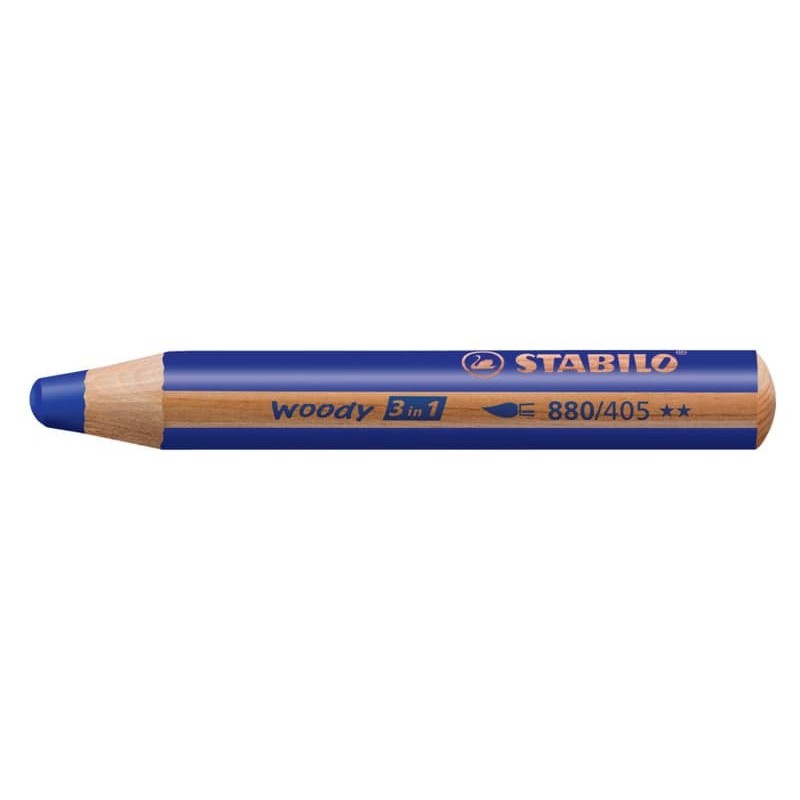 Matite colorate Stabilo Woody 3 in 1 punta larga conf. 5 pz blu oltremare 880/405