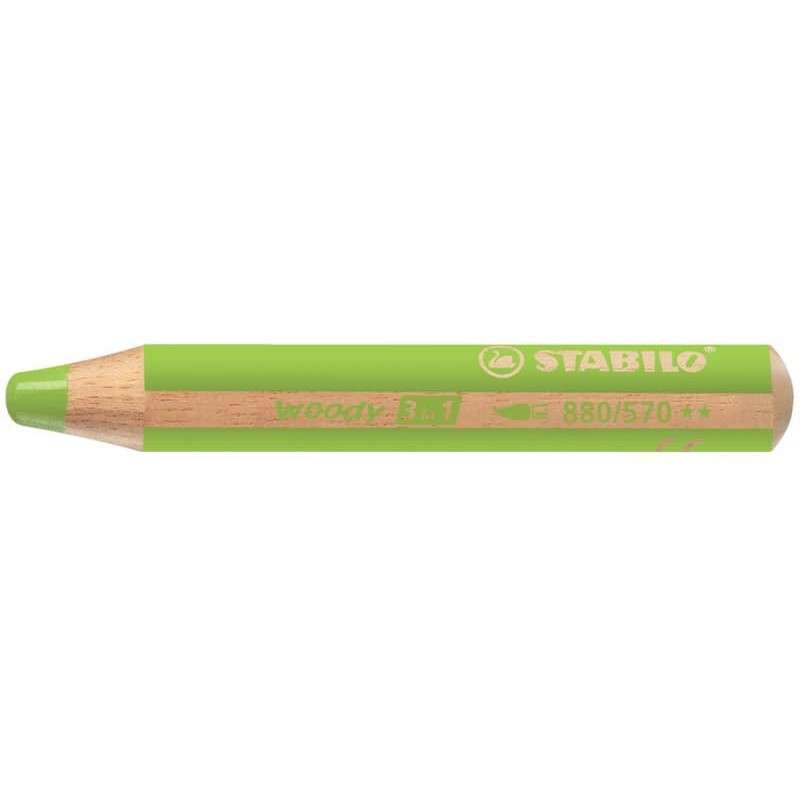 Matite colorate Stabilo Woody 3 in 1 punta larga conf. 5 pz verde foglia 880/570