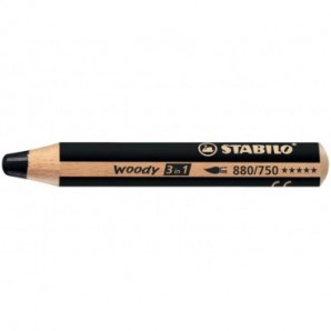 Matite colorate Stabilo Woody 3 in 1 punta larga conf. 5 pz nero neutro 880/750