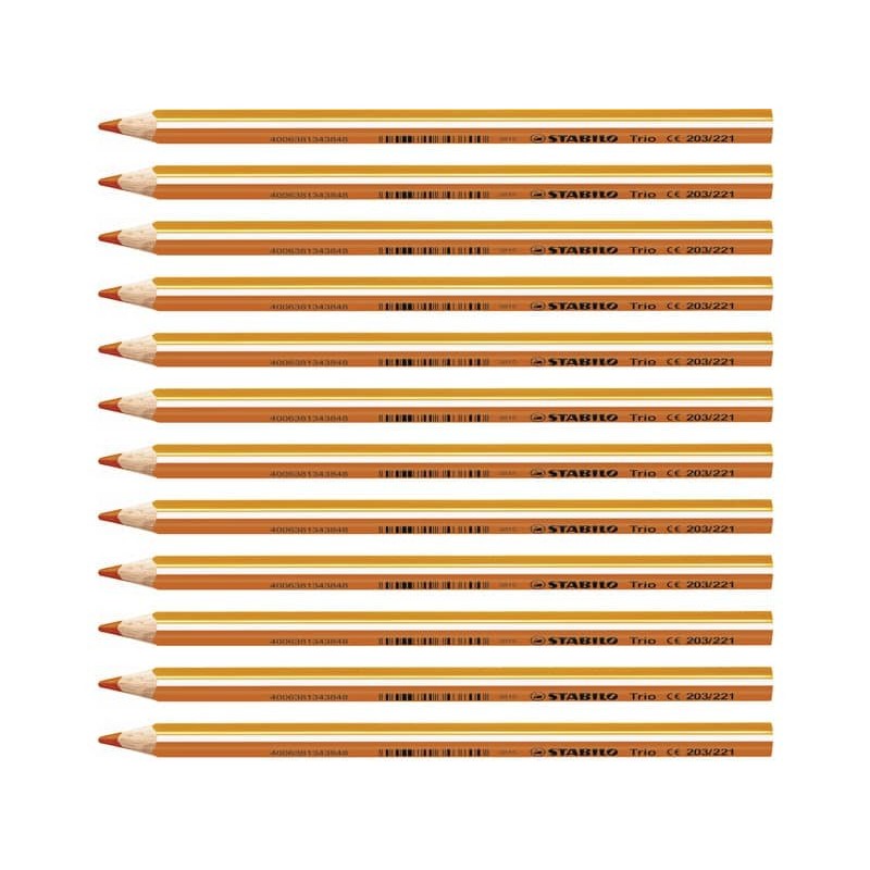 Matite colorate Stabilo Trio Maxi tratto 4,2 mm conf. 12 pezzi arancio - 203/221