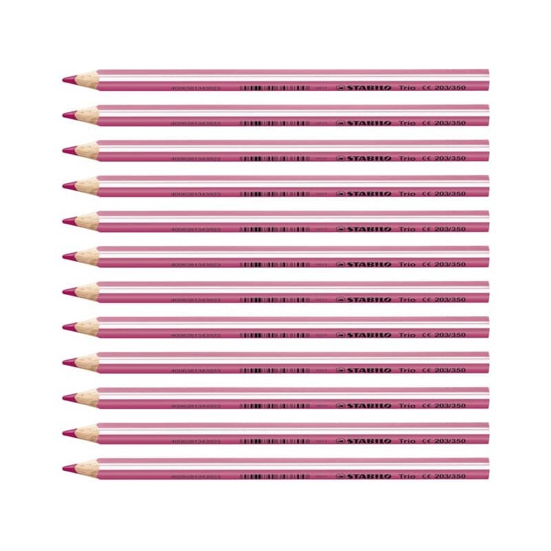 Matite colorate Stabilo Trio Maxi tratto 4,2 mm conf. 12 pezzi rosa - 203/350