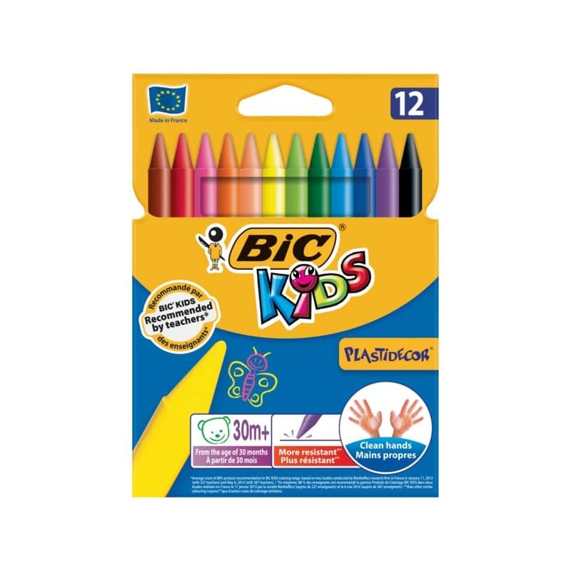 Pastelli in plastica BIC Kids Plastidecor in conf. da 12 colori assortiti - 9457645