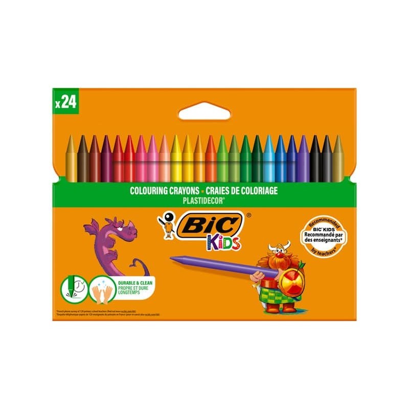 Pastelli in plastica BIC Kids Plastidecor - 24 colori assortiti - 8297724