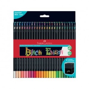 Matite colorate Faber-Castell Black Edition - colori assortiti - astuccio in cartone - conf. 50 pezzi - 116450