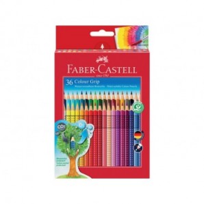 Matite colorate Faber-Castell Colour Grip astuccio di cartone - colori assortiti - conf. 36 pezzi - 112442