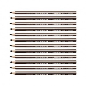 Matite colorate Stabilo Trio Maxi tratto 4,2 mm conf. 12 pezzi marrone scuro - 203/635