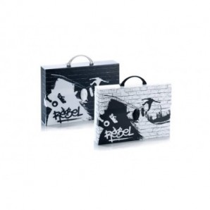 Valigetta in PPL Favorit con stampa Favorit Black&White soggetti assortiti 37,5x27x8 cm - 100501096