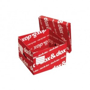 Scatola archivio Dox & Dox con coperchio dorso 29 cm bianco/rosso 1600175