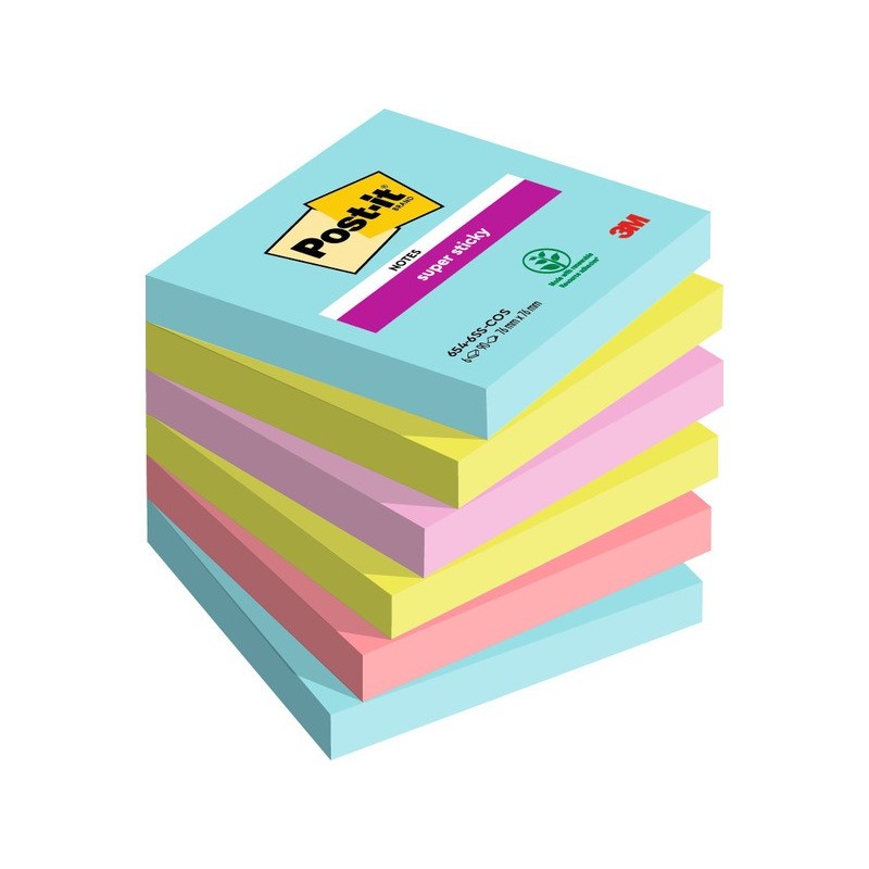 Foglietti Post-it® Super Sticky Cosmic - conf. 6 blocchetti da 90 ff 76x76 mm - 654-6SS-COS