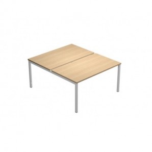 Scrivania Bench doppia Presto Venere Plus Artexport - piano rovere gamba a ponte in metallo grigio 140x164x72,5 cm
