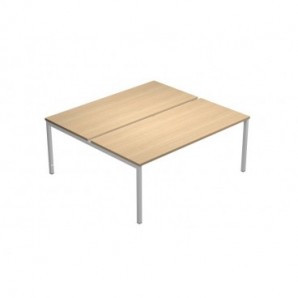 Scrivania Bench doppia Presto Venere Plus Artexport - piano rovere gamba a ponte in metallo grigio 180x164x72,5 cm