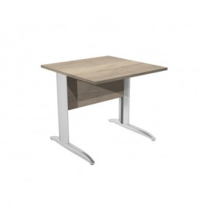 Scrivania piano rovere canadese gamba a L in metallo effetto cromo Presto 80x80xH.72 cm - 001K2/J/AR