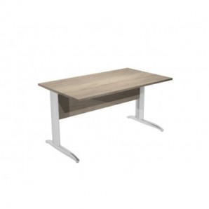 Scrivania piano rovere canadese gamba a L in metallo effetto cromo Presto 140x80xH.72 cm - 002K2/J/AR