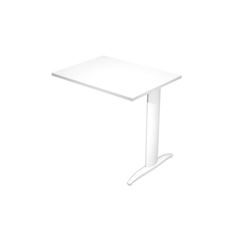 Allungo diretto con fianco metal a T 80x60xH.72 cm bianco Presto gamba bianco opaco 9010 - ALL-PRM-3-AN