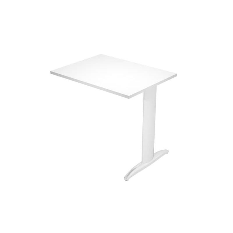 Allungo diretto con fianco metal a T 80x60xH.72 cm bianco Presto gamba verniciata effetto cromato -