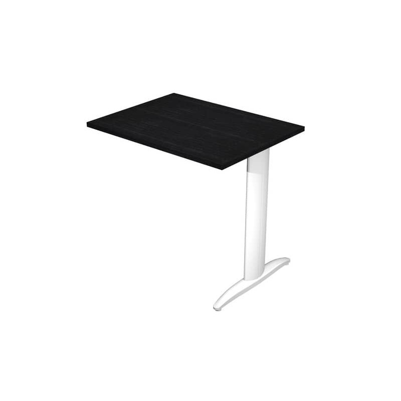 Allungo diretto con fianco metal a T 80x60xH.72 cm nero venato frassino Presto gamba bianco opaco 9010 -