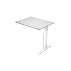 Allungo diretto con fianco metal a T 80x60xH.72 cm grigio Presto gamba bianco opaco 9010 - ALL-PRM-9-AN