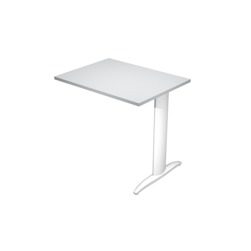 Allungo diretto con fianco metal a T 80x60xH.72 cm grigio Presto gamba bianco opaco 9010 - ALL-PRM-9-AN