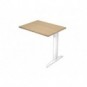 Allungo diretto con fianco metal a T 80x60xH.72 cm rovere Presto gamba bianco opaco 9010 - ALL-PRM-C-AN