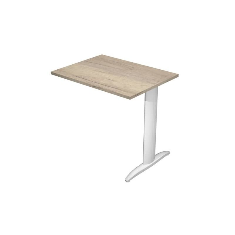 Allungo diretto con fianco metal a T 80x60xH.72 cm rovere canadese Presto gamba grigio alluminio 9006 -