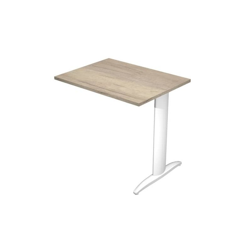 Allungo diretto con fianco metal a T 80x60xH.72 cm rovere canadese Presto gamba bianco opaco 9010 - ALL-PRM-J-AN