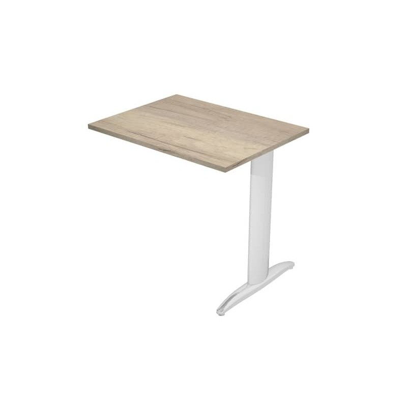 Allungo diretto con fianco metal a T 80x60xH.72 cm rovere canadese Presto gamba verniciata effetto cromato -