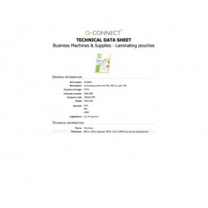Pouches per plastificatrici Q-Connect 216x303 mm opache 80 micron conf. 100 pz A4 - KF24057