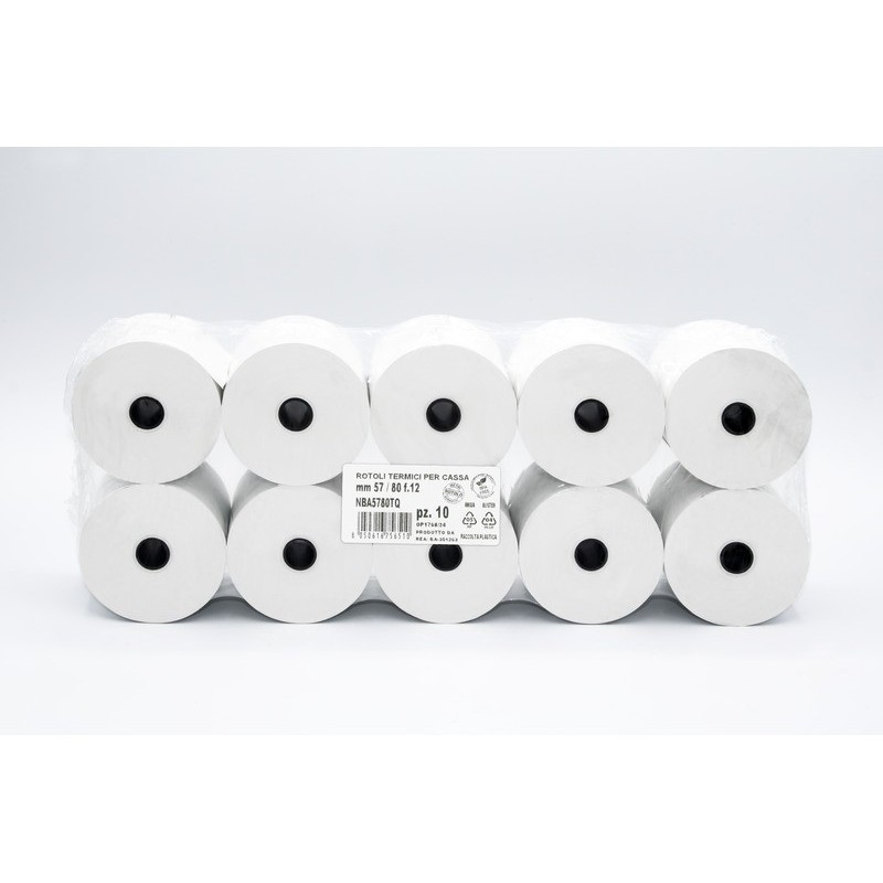 Rotoli registratore di cassa Rotolificio Pugliese Exclusive BPA FREE conf. 10 pz 57 mm x 80 m - NBA5780TQ