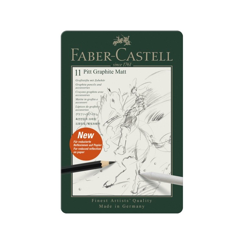 Matite colorate Faber-Castell Pitt Graphite Matt in conf. da 8 colori assortiti + 3 accessori - 115220
