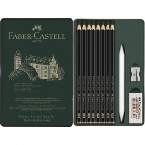 Matite colorate Faber-Castell Pitt Graphite Matt in conf. da 8 colori assortiti + 3 accessori - 115220