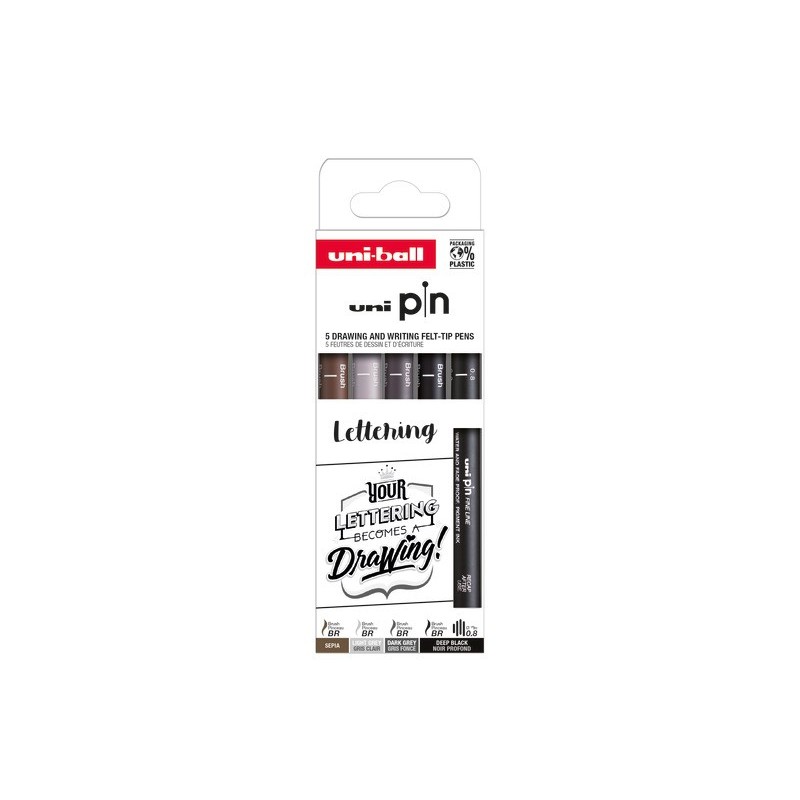 Fineliner Pin Lettering Uni Mitsubishi - conf. 12 pz - elementi assortiti M PIN ASP012