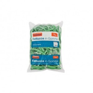 Fettucce in gomma verde 8 mm Nikoffice in busta da 1 Kg - Ø 150 mm - 06NIK031