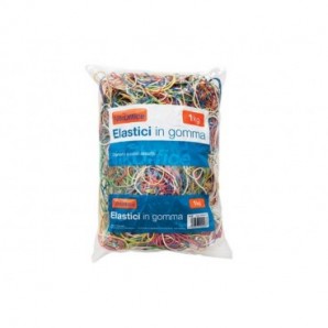 Elastici in gomma Nikoffice in busta da 1 Kg - misure e colori assortiti - 06NIK032