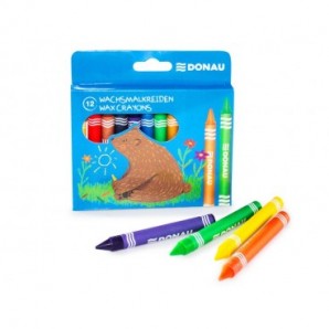 Pastelli a cera permanenti Donau - astuccio appendibile da 12 colori assortiti - 5210300-99