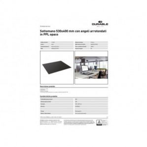 Sottomano Durable 53x40 cm con bordi arrotondati in PPL opaco nero - 7132-01