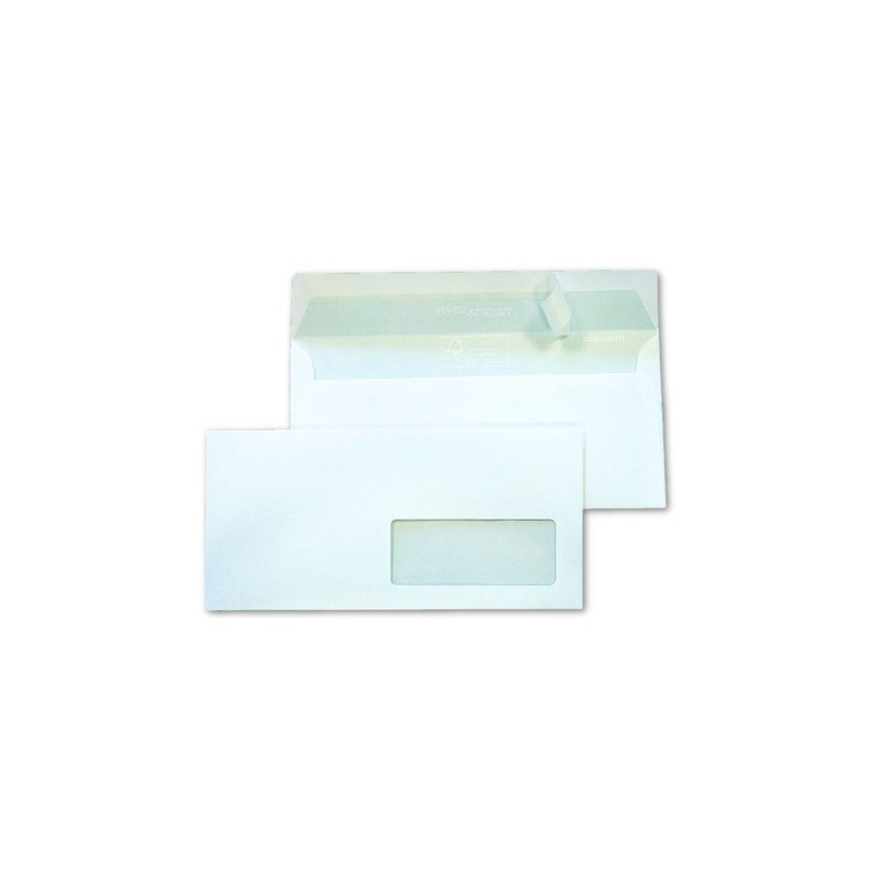 Busta Blasetti Super Strip con finestra - 90 g/m² lembo strip 11x23 cm - bianco - conf. 500 pz - 0148