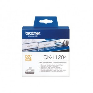 Rotolo 400 etichette adesive in carta Brother 17x54 mm nero/bianco - DK-11204