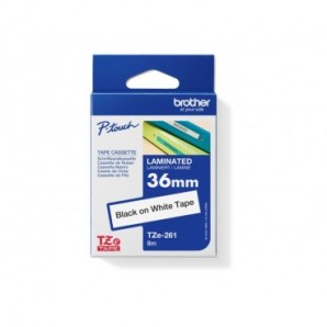 Nastro laminato per etichettarice Brother - 36 mm x 8 m - nero/bianco - TZe-261