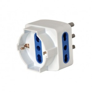 Adattatore di rete triplo e presa Schuko bianco MKC con 2 prese 16A 492518068