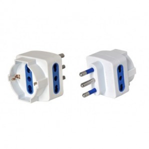Adattatore di rete triplo e presa Schuko bianco MKC con 2 prese 16A 492518068