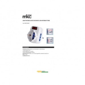 Adattatore rotante spina 16A 2 Prese 2P+T 10/16A bipasso+1 Presa bipasso/schuko MKC con interruttore