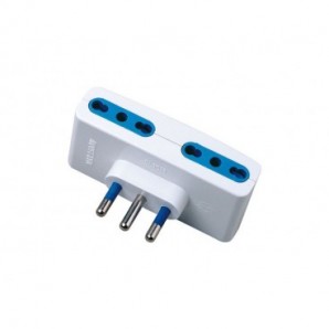 Adattatore di rete spina 2P+T 16A 4 prese bipasso 10/16A MKC bianco 492518027