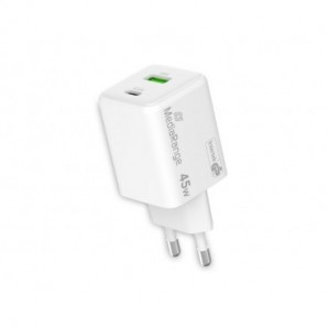 Caricabatterie rapido GaN 43W con uscita USB-A e USB-C Media Range bianco MRMA113-2