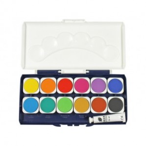 Acquerelli con tempera bianca Donau 7,5 ml in conf. 12 godet + 1 tubetto colori assortiti - 330204